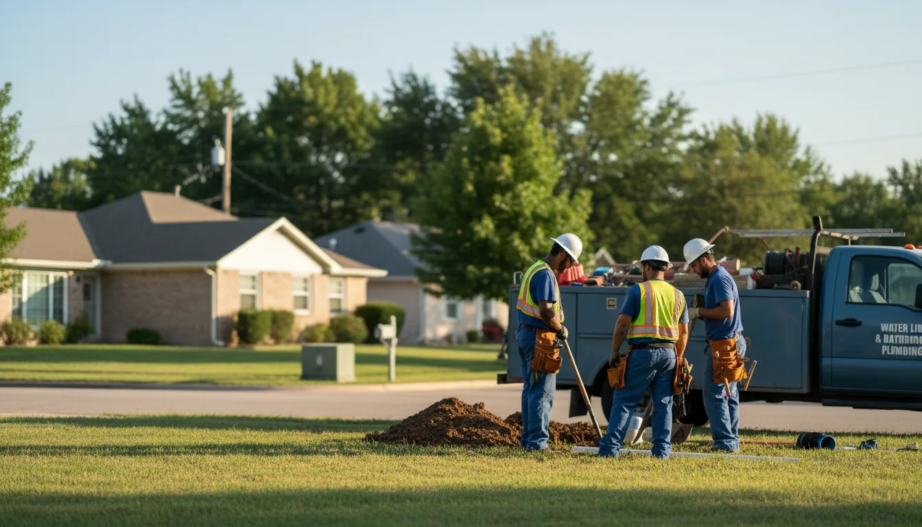 Residential water line and bathroom plumbing service in Luther, OK